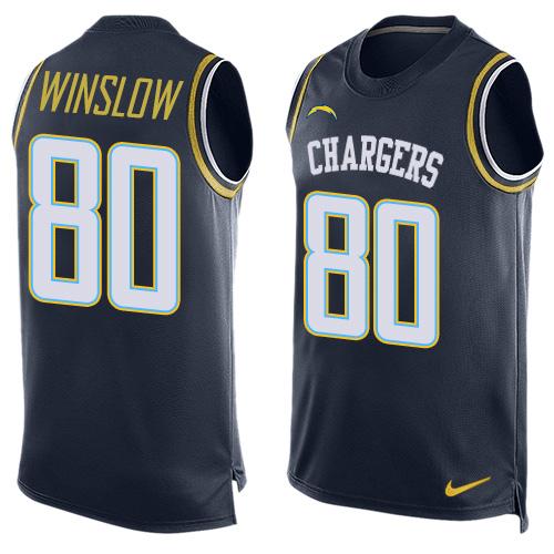 Nike Chargers #80 Kellen Winslow Navy Blue Team Color Men's Stitched NFL Limited Tank Top Jersey - Click Image to Close
